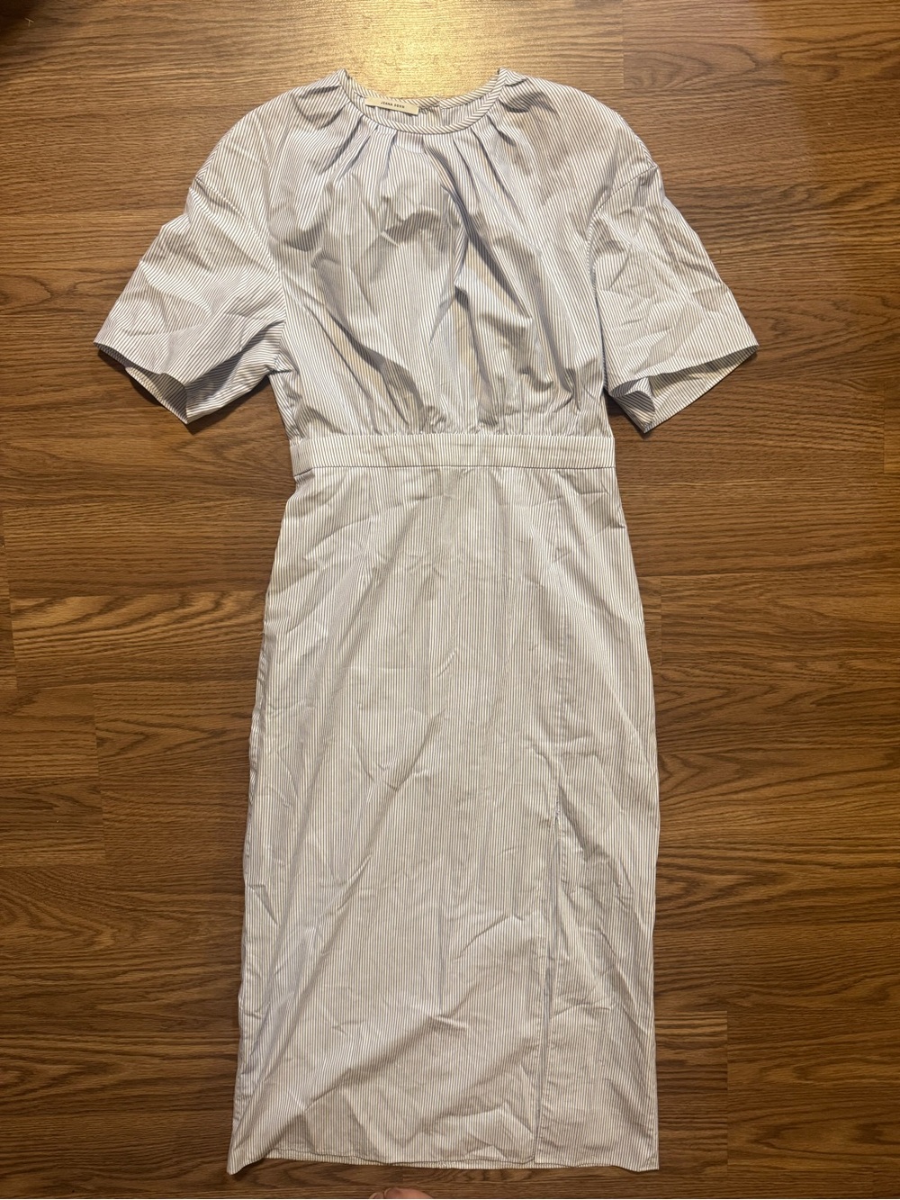 Jeana Sohn Light Blue Pinstripe Midi Dress